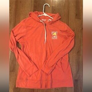 SALTY DOG CAFE Logo FULL ZIP WOMENS HOODED JACKET Coral size small